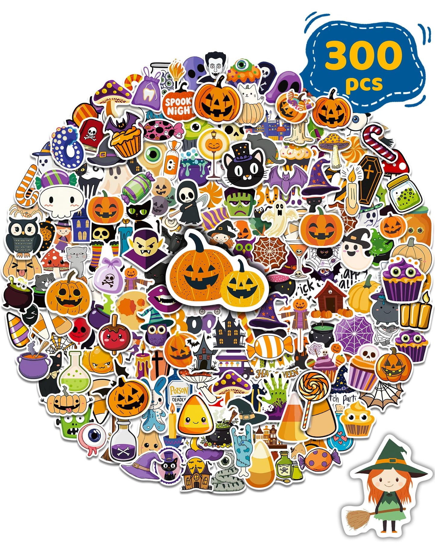 300 Pcs/Pack Water Bottle Stickers for Kids, Cute Vinyl Waterproof Stickers