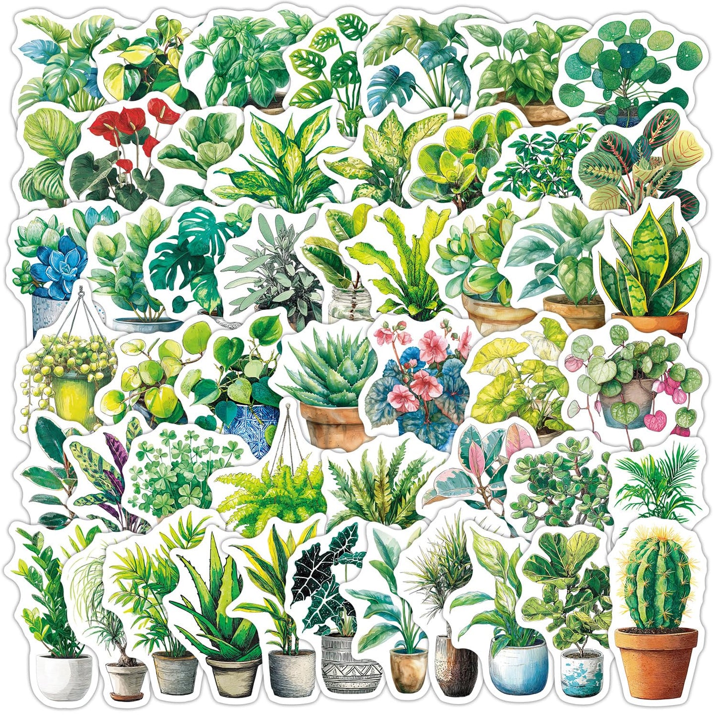 50Pcs Plant Stickers Pack, Waterproof Vinyl Funny Plant Quote Stickers for Garden Lovers Teens Adults, No‑Residue Decals for Journaling Scrapbooking Water Bottle Laptop Phone Case Luggage Decor