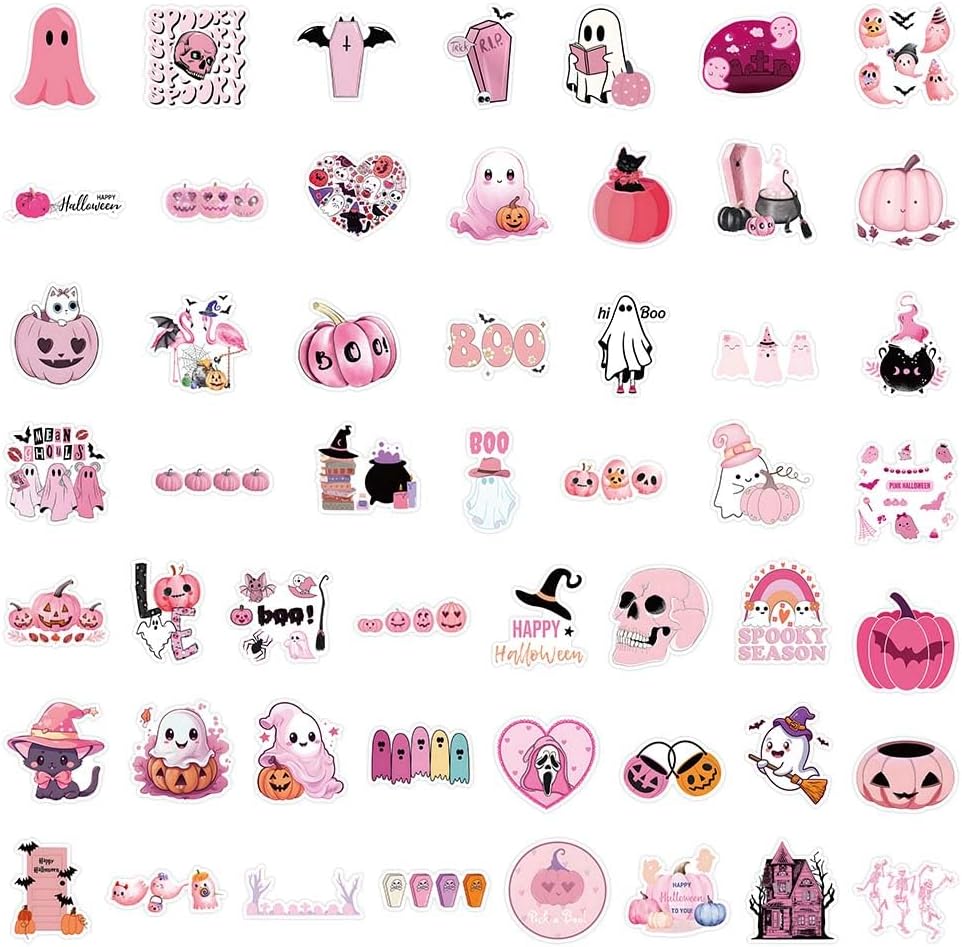 Pink Halloween Stickers Pinkoween Party Favors for Girls