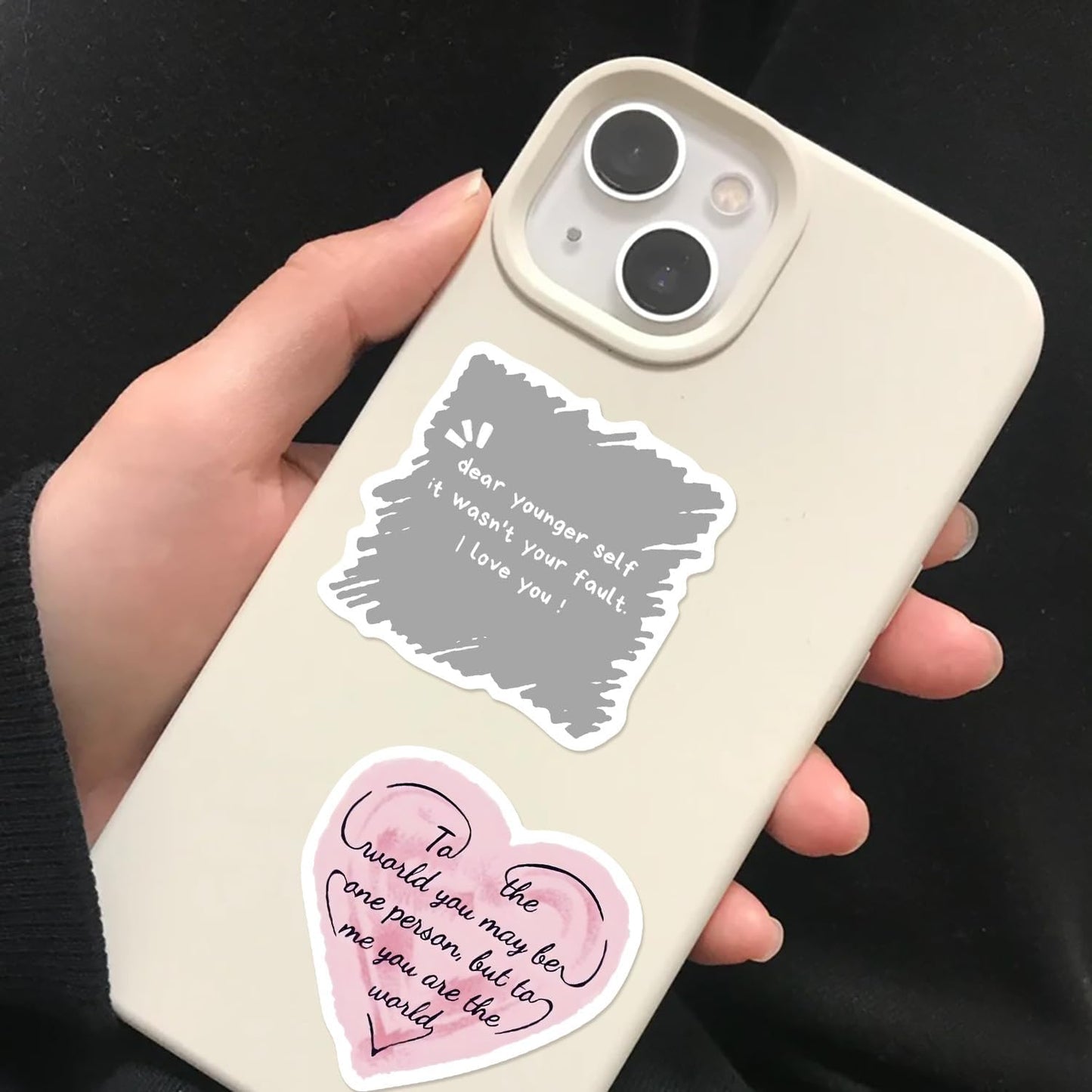 50PCS Aesthetic Positive Quote Stickers, Waterproof Vinyl Motivational Text Decals for Scrapbooking, Journaling, Water Bottles, Laptops, Envelopes, Inspirational Self-Love Stickers for Women
