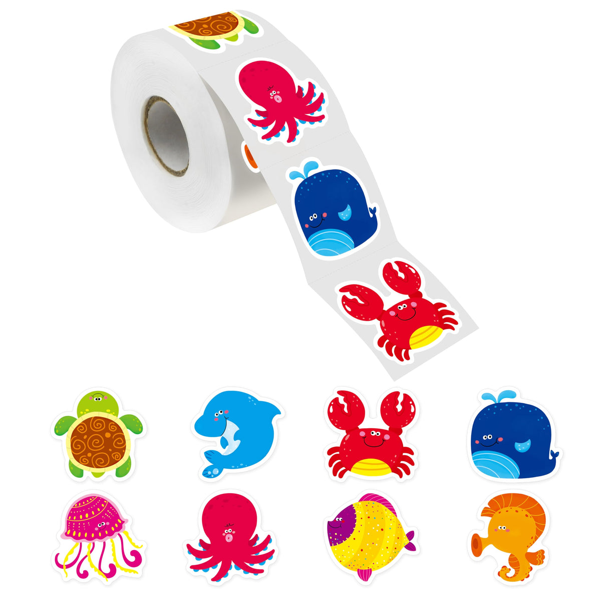 Hebayy 600 PCS Cartoon Animal Stickers Party Decoration Teacher Reward Encouragement Motivational Decals 16 Designs Value Pack (Each Measures 1.5" in Diameter)