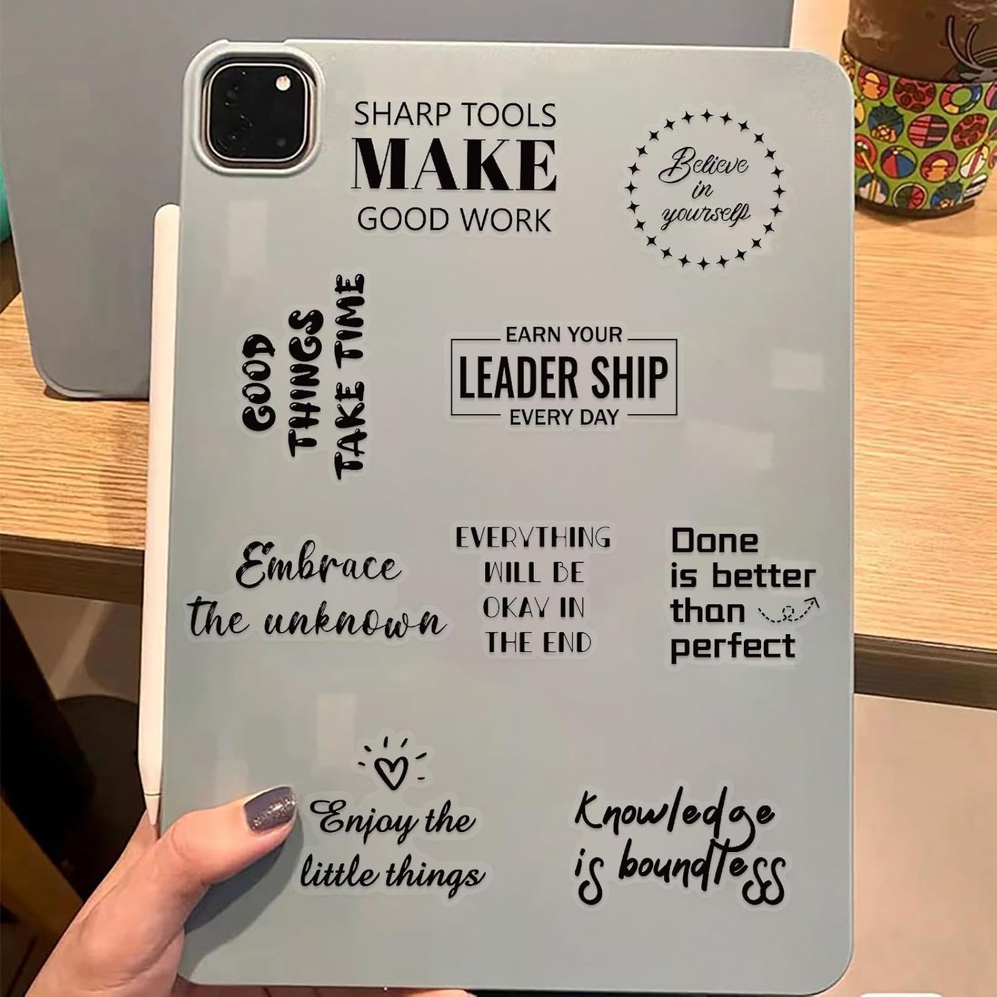 50PCS Transparent Inspirational Stickers, Black Quote Stickers