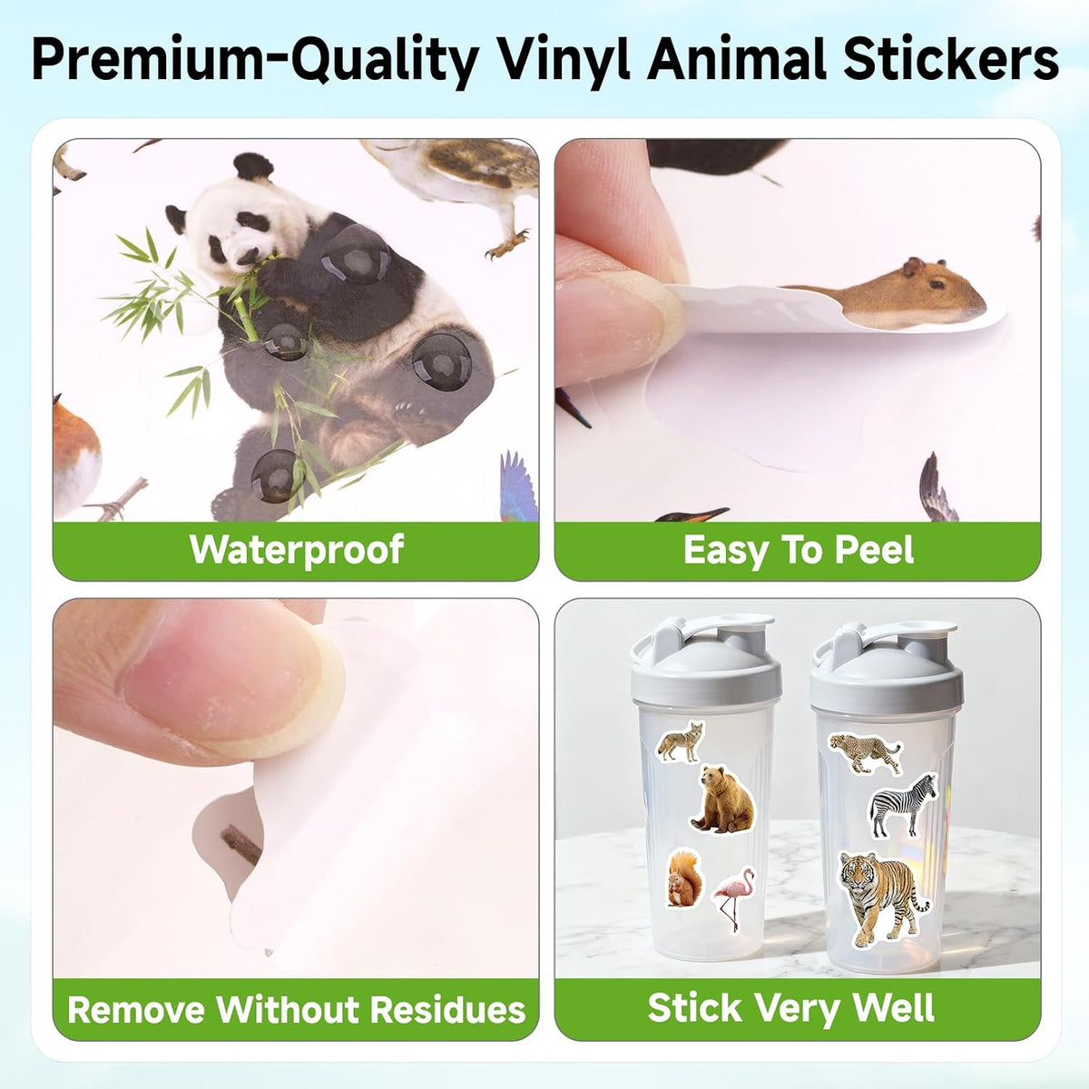 Anwyll Animal Stickers - 750 Pcs Water Bottle Stickers for Scrapbooking
