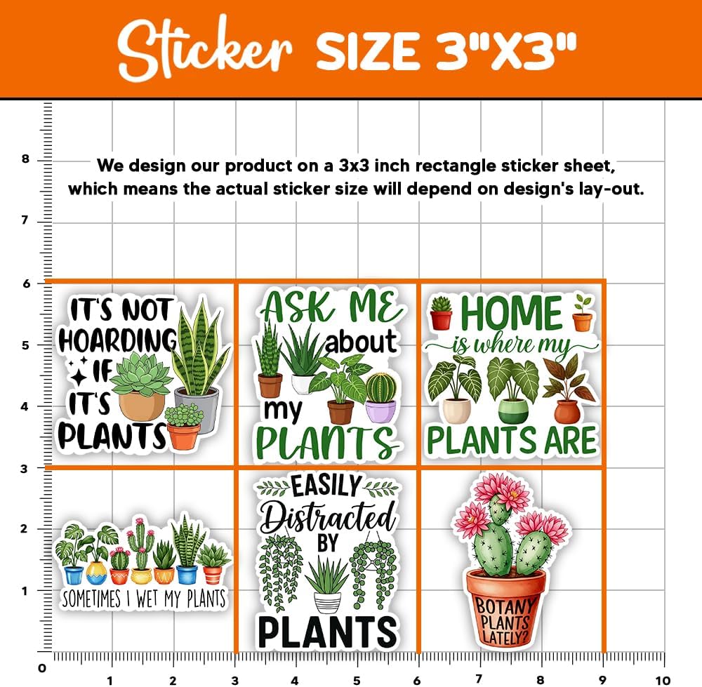MAIANEY | Funny Plant Lover Sticker Pack 3 Inch – 10PCS Waterproof Vinyl Stickers for Gardeners, Plant Moms, Succulent Lovers – Cute Gardening Aesthetic Decals for Water Bottle Laptop Journal Gift