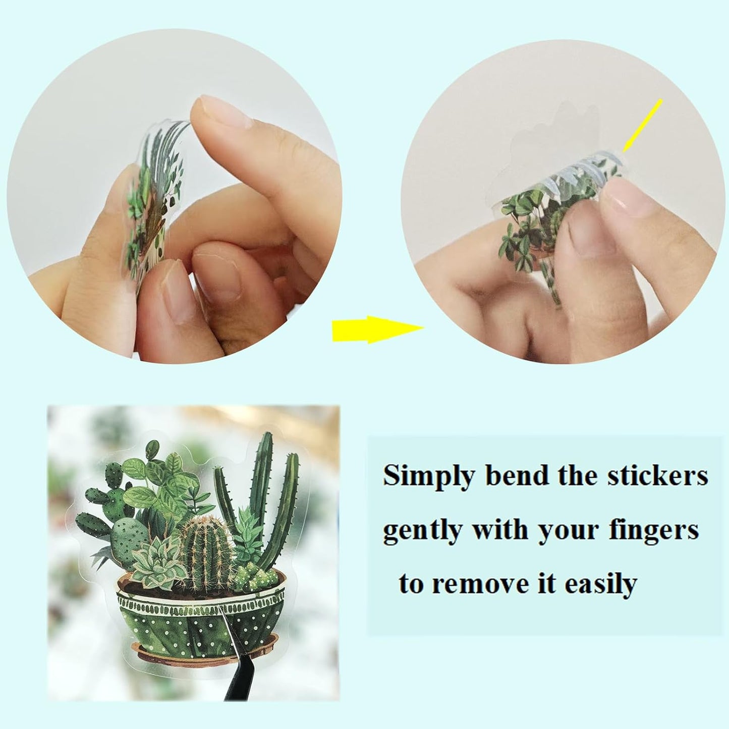 100 Pcs Transparent Green Plant Stickers