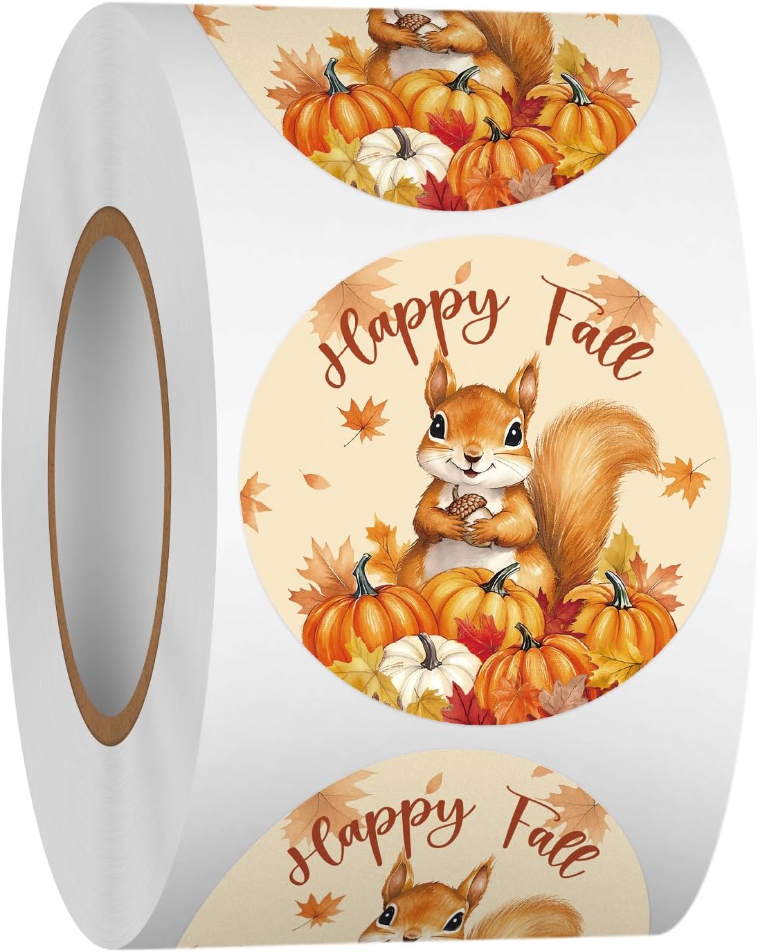 Louise Maelys 500 Pcs Happy Fall Stickers, 1.5Inch Autumn Squirrel Stickers