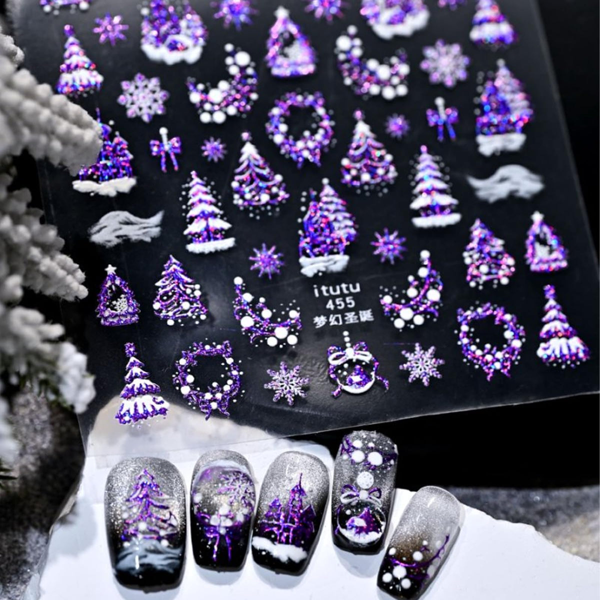 Maple Nail Stickers Leaf Mushroom Nail Decals 3D Self-Adhesive Boots Envelope Nails Designs 5D Embossed Animals Plants Insects Nails Supplies for Women Holiday DIY Manicure 1 Sheet