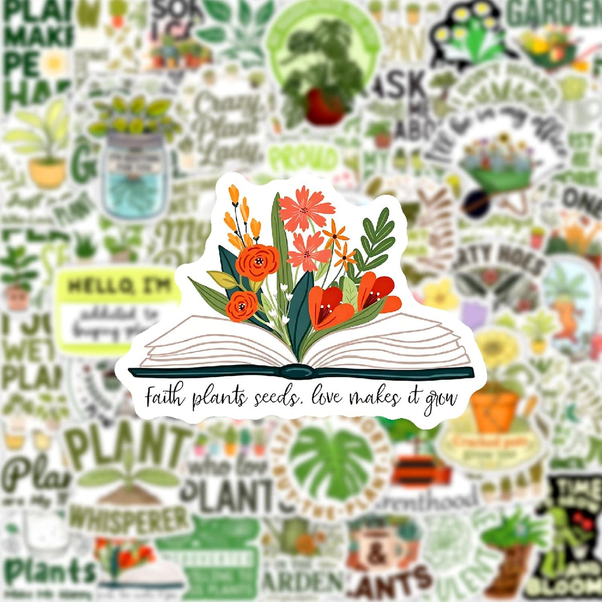 50Pcs Plant Stickers Pack, Waterproof Vinyl Funny Plant Quote Stickers for Garden Lovers Teens Adults, No‑Residue Decals for Journaling Scrapbooking Water Bottle Laptop Phone Case Luggage Decor