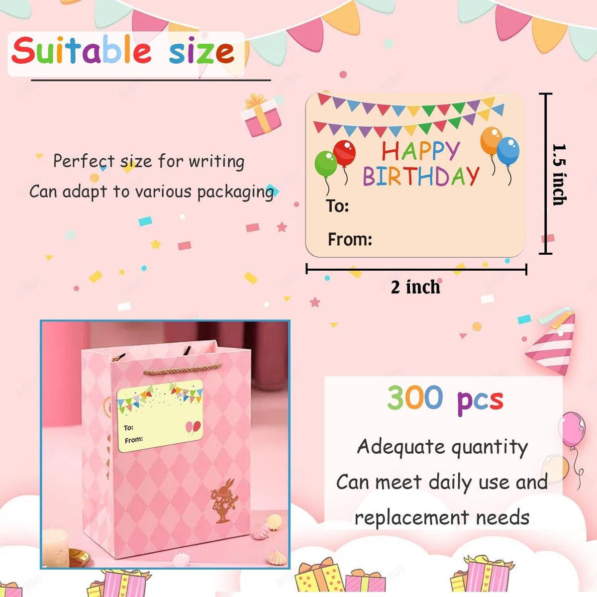 Happy Birthday Gift Tags Sticker Small Business Christmas Holiday Packaging