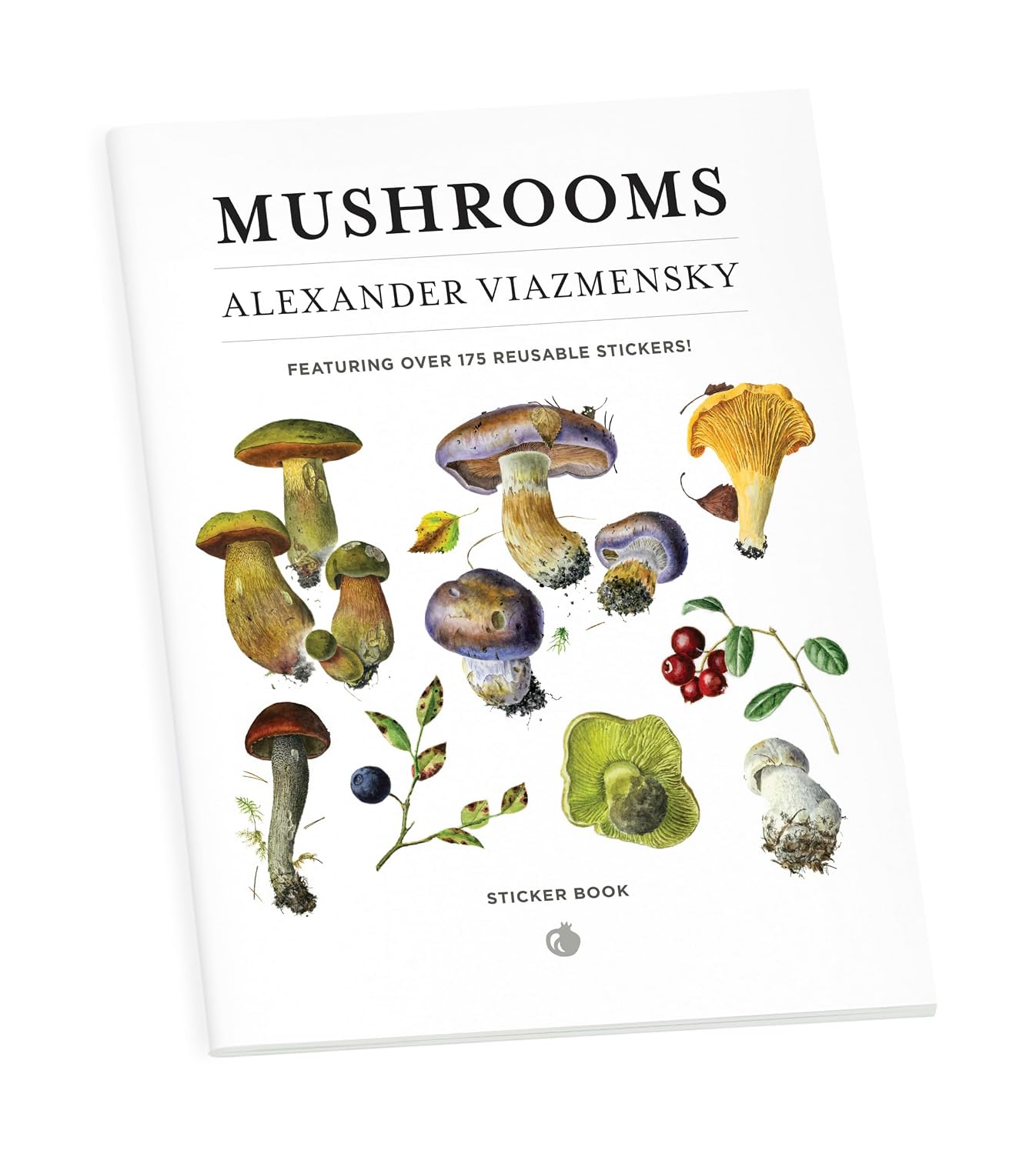 Mushroom Sticker Book for Adults & Teens, 175 Nature Stickers by Alexander Viazmensky, Fungi Art, Scrapbooking, Journaling & Crafts, 8 Pages, Softcover, 8.5” x 11”