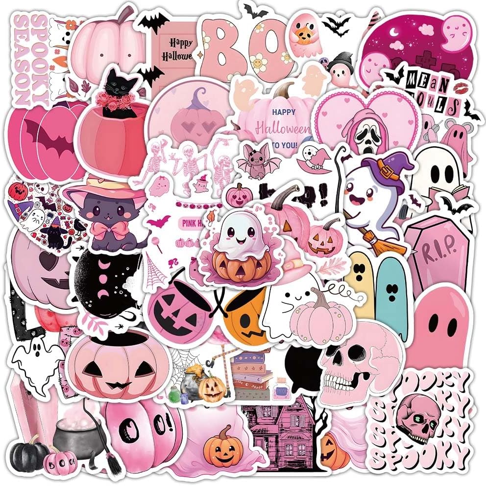 Pink Halloween Stickers Pinkoween Party Favors for Girls