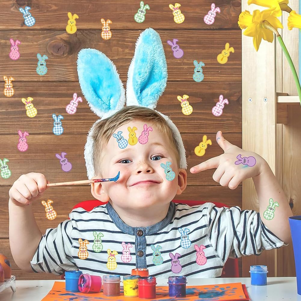 500Pcs Easter Stickers 1.2in Spring Happy Easter Bunny Stickers Roll 9 Designs Waterproof Self-Adhesive Rabbit Sticker for Holiday Party Envelopes Scrapbook Decorations Supplies