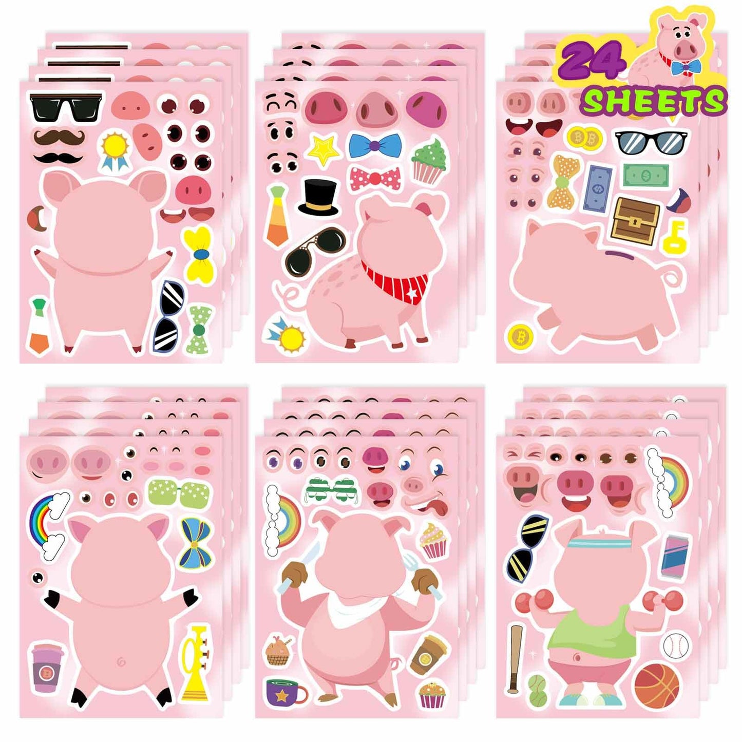 Fall Stickers for Kids Toddlers, Autum Animal Stickers Make-a-face Sticker
