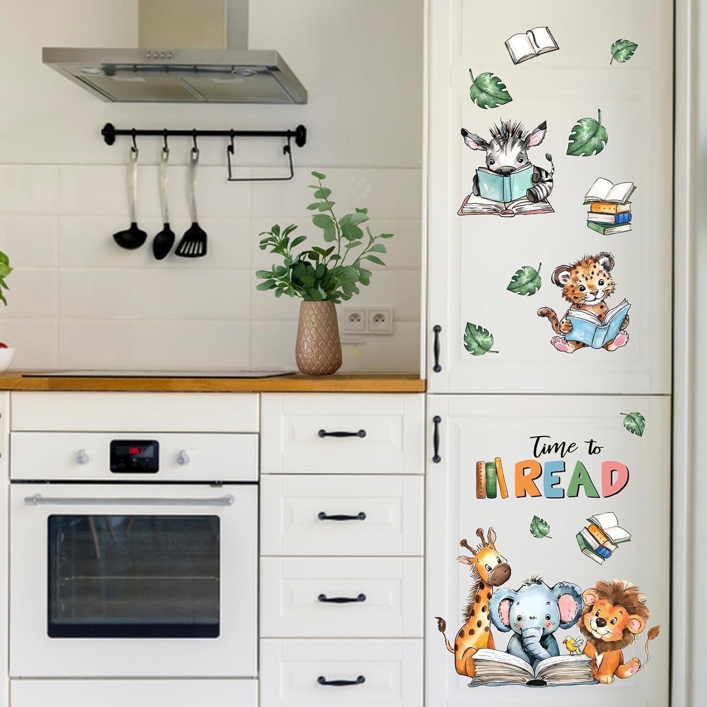 Mfault Time to Read Animal Book Wall Decals Stickers, Educational Elephant