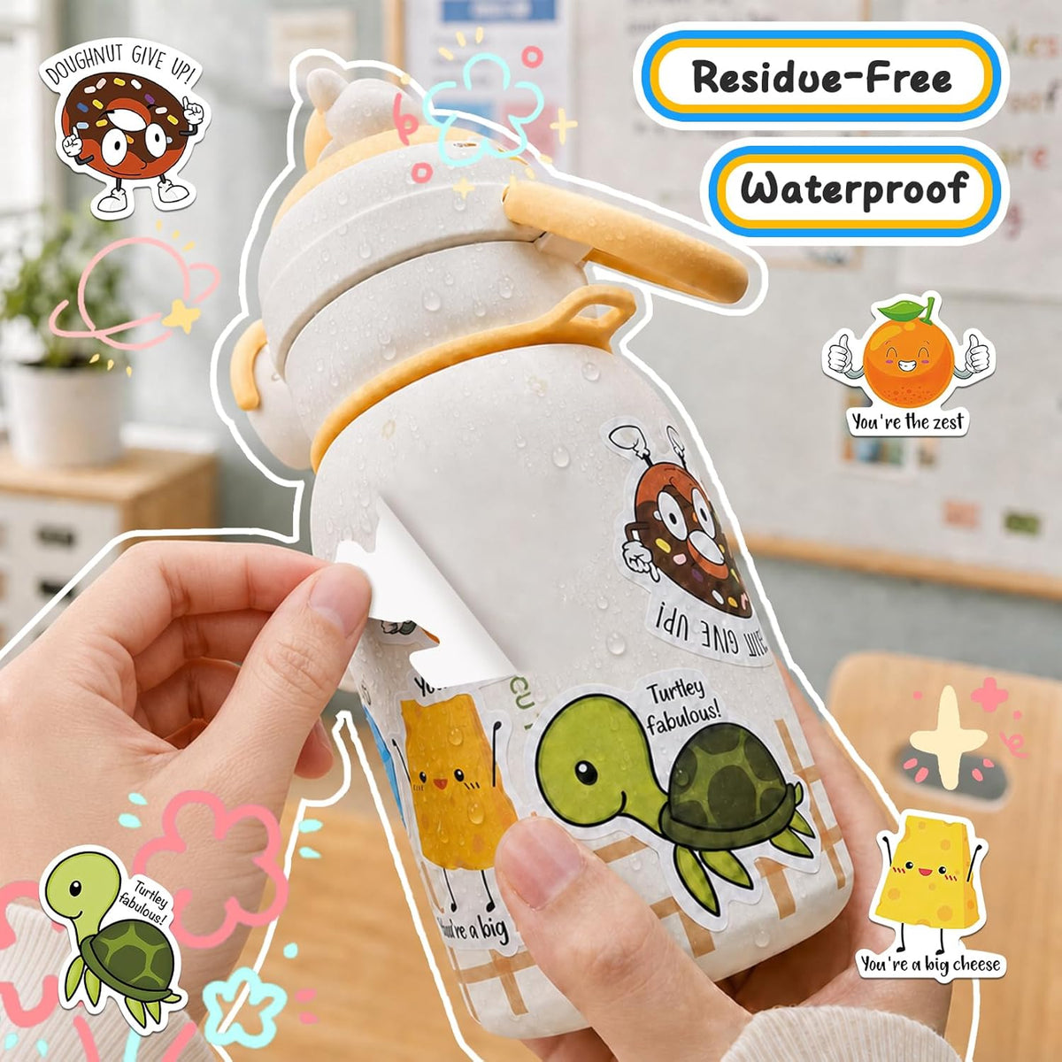 50PCS Punny Motivational Reward Stickers, Fun Funny Cute Bulk Stickers for Kids Classroom Adults, Waterproof Vinyl Decals for Water Bottle Laptop Planner Book Scrapbook, Teacher Prizes, Small Business