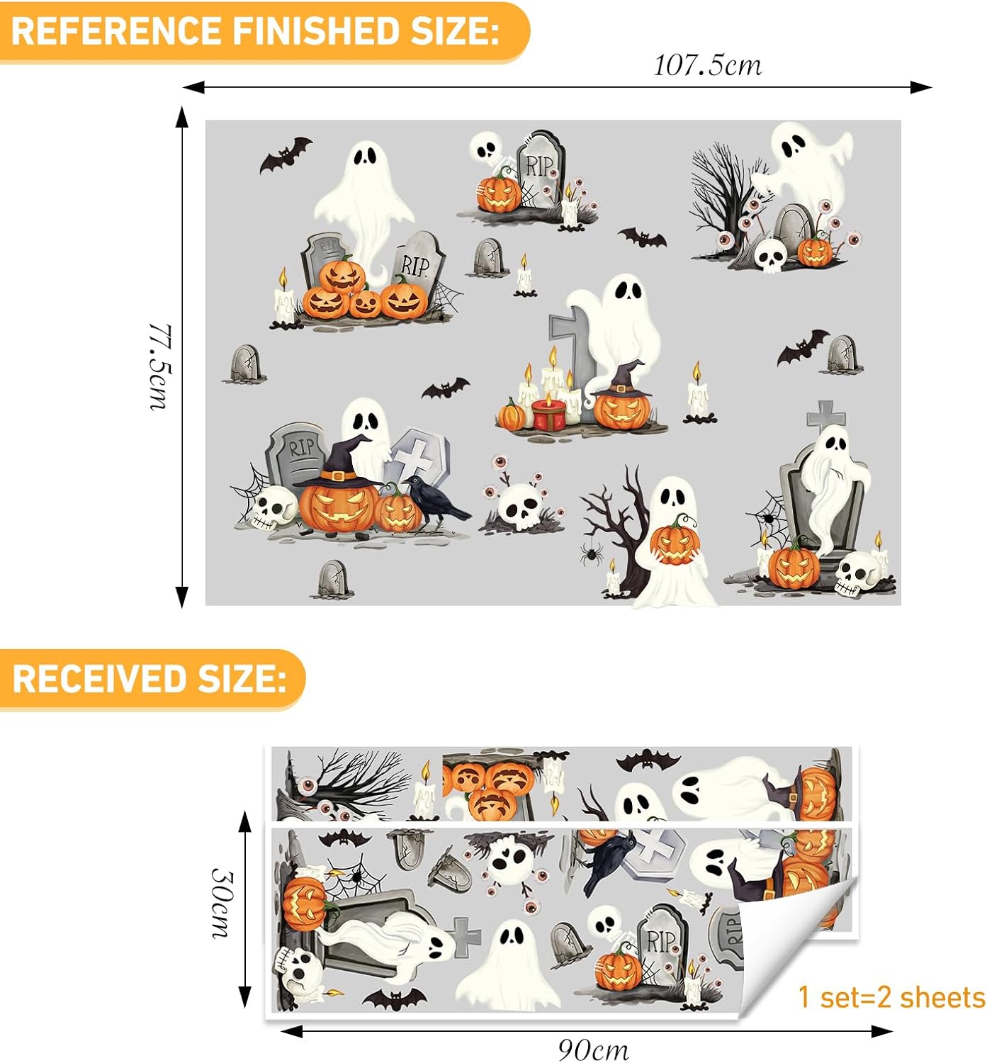SHUCHING Halloween Ghost Window Sticker, Pumpkin Window Cling for Glass