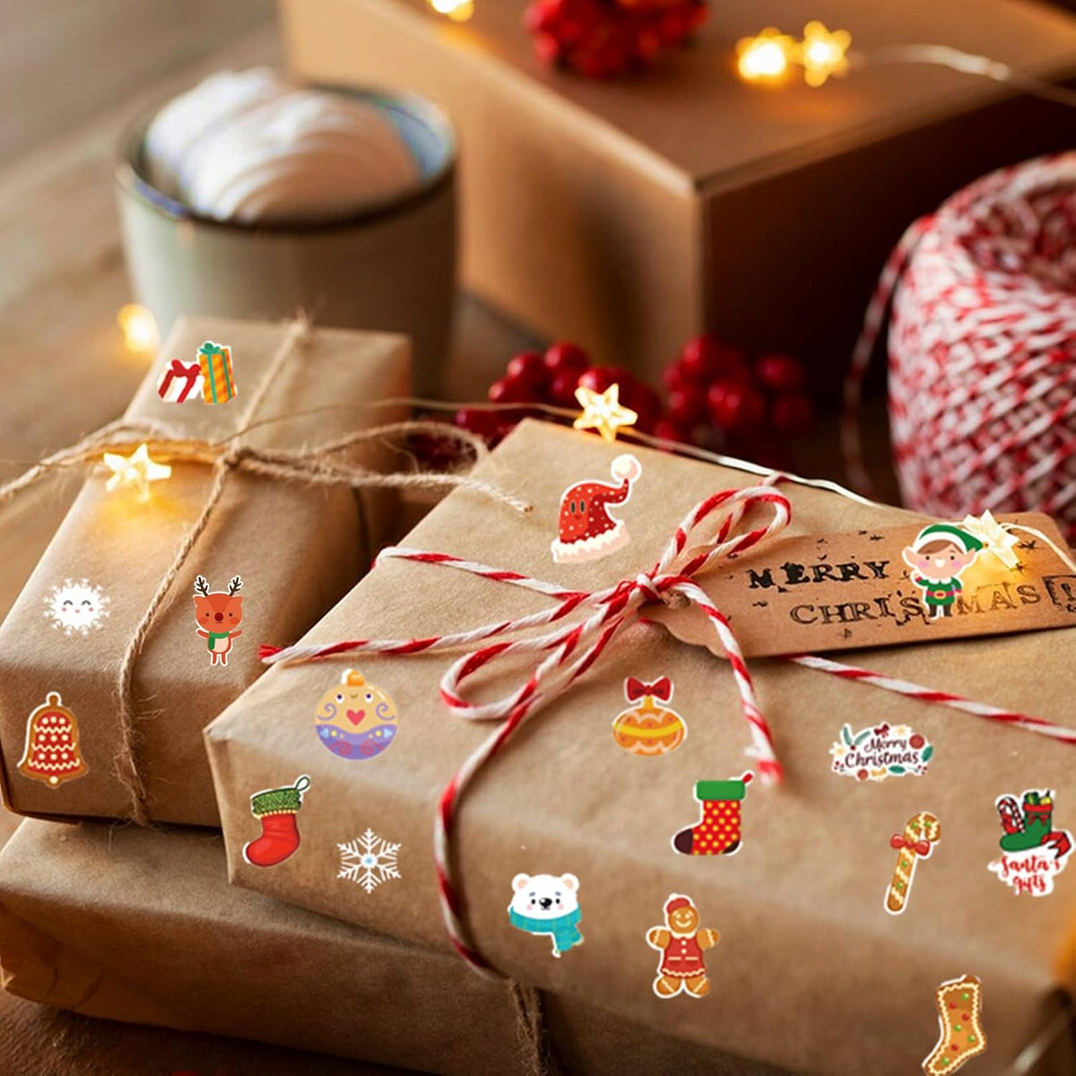 100 Sheets Christmas Stickers for Crafts, 1200+PCS Holiday Stickers for Christmas Decoration Party Favors Stocking Stuffers Wrapping Paper