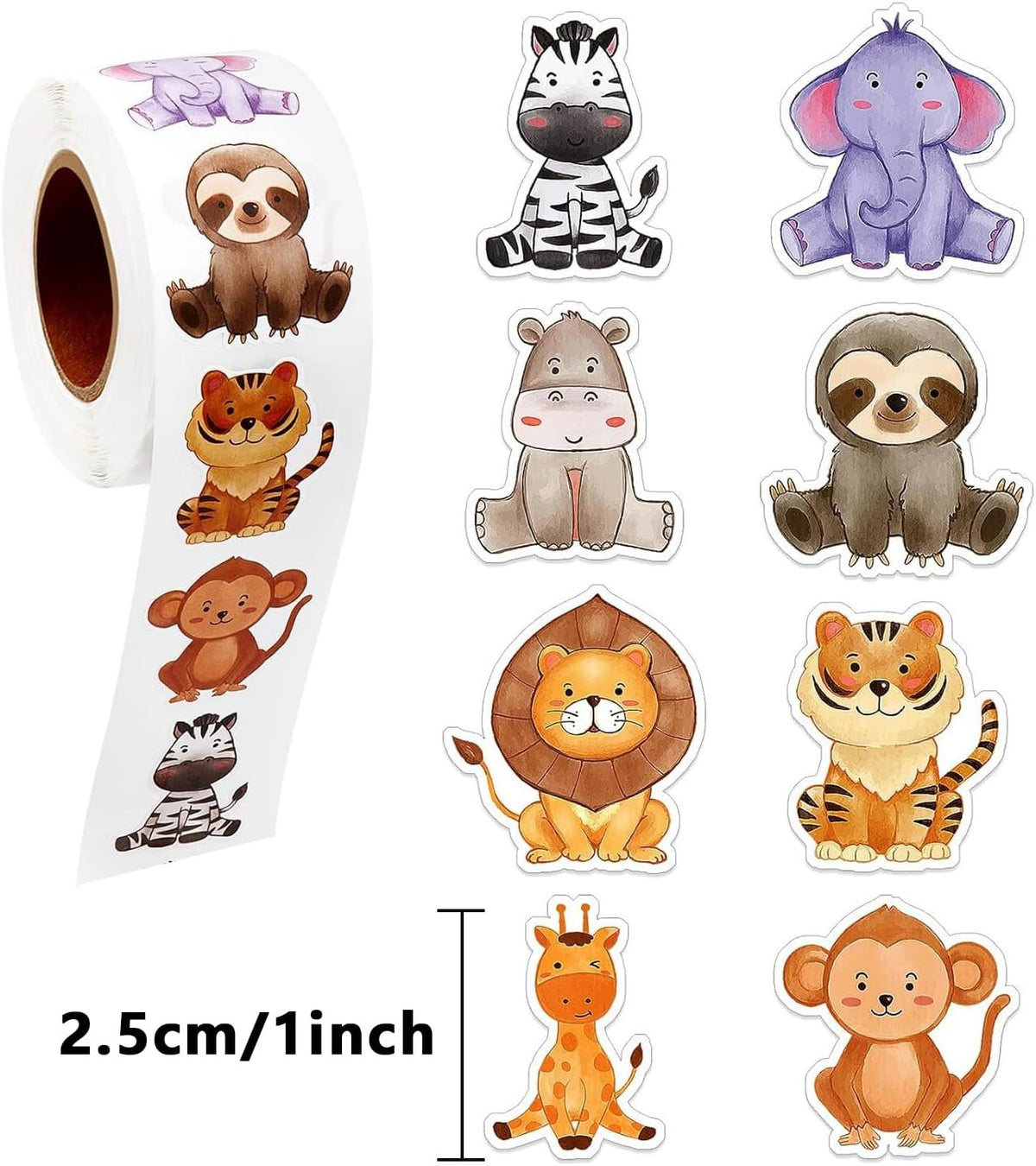 1000 PCS Forest Animal Stickers for Kids,1 Inch Reward Sticker in 16 Patterns,Teacher Supplies for Classroom,Incentive Stickers Bulk for Kid,2 Rolls Motivational Sticker for Kids (Forest Animal)