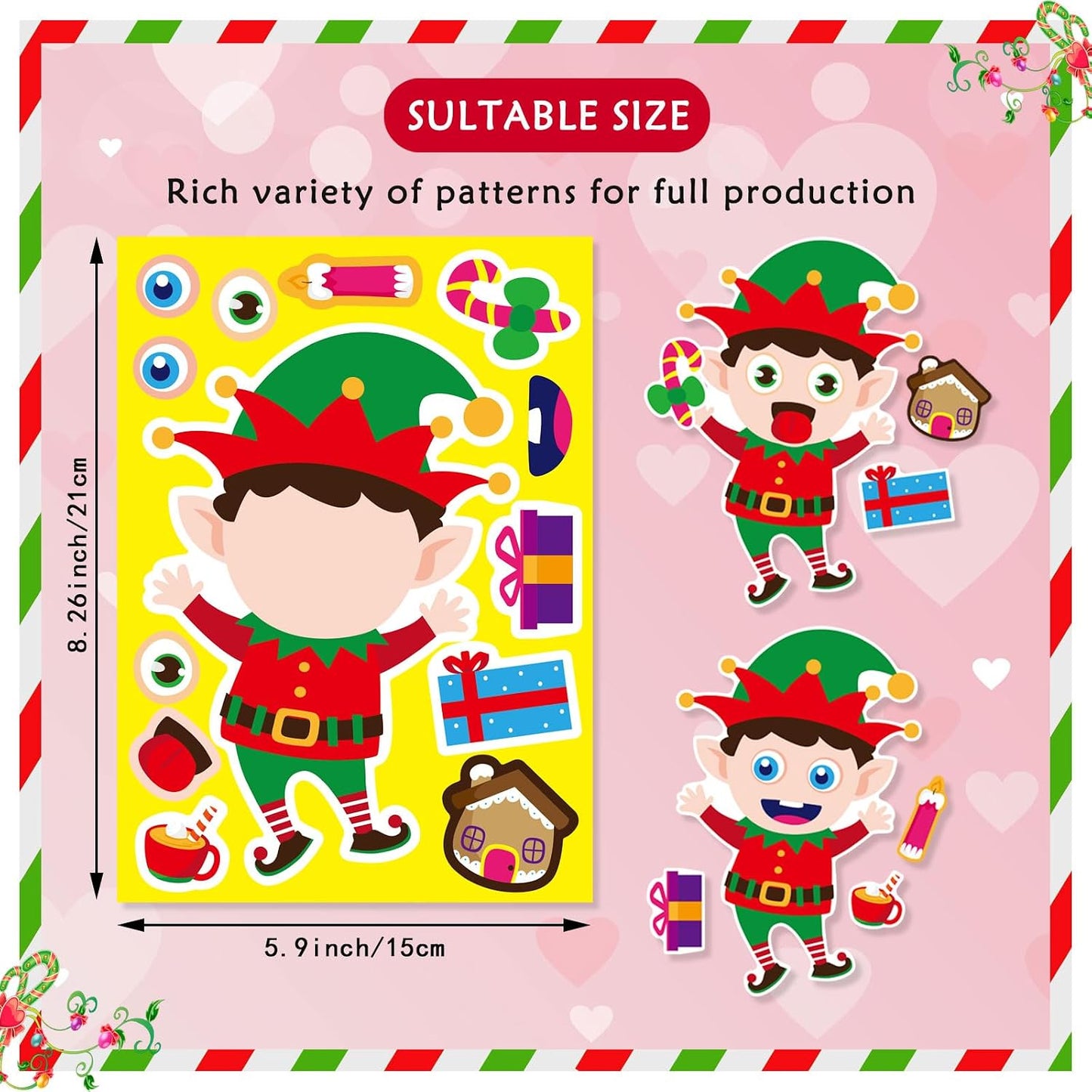 Christmas Stickers, Make a Face Stickers, Make Your Own Christmas Stickers