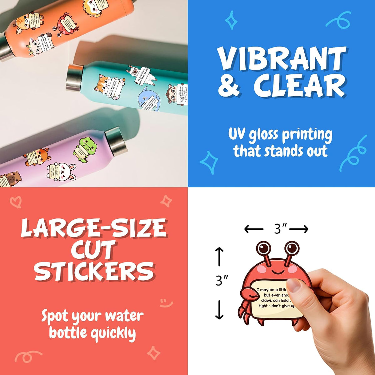 50PCS Emotional Support Animal Stickers by Puraesla– Affirmation Sticker Pack for Adults or Kids Cute Inspirational Buddies for Water Bottles, Laptops, Phones, Positive Quote Vinyl