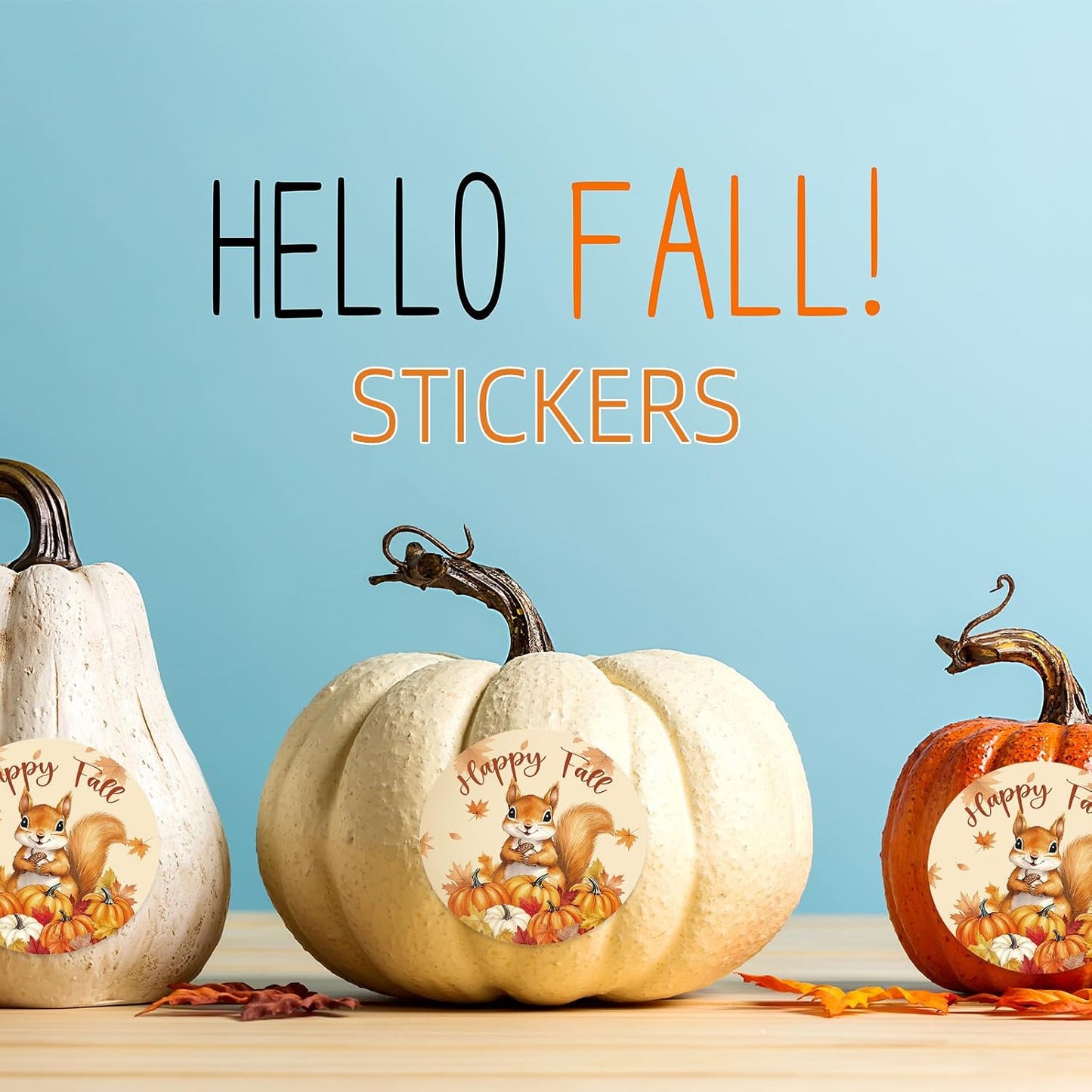 Louise Maelys 500 Pcs Happy Fall Stickers, 1.5Inch Autumn Squirrel Stickers