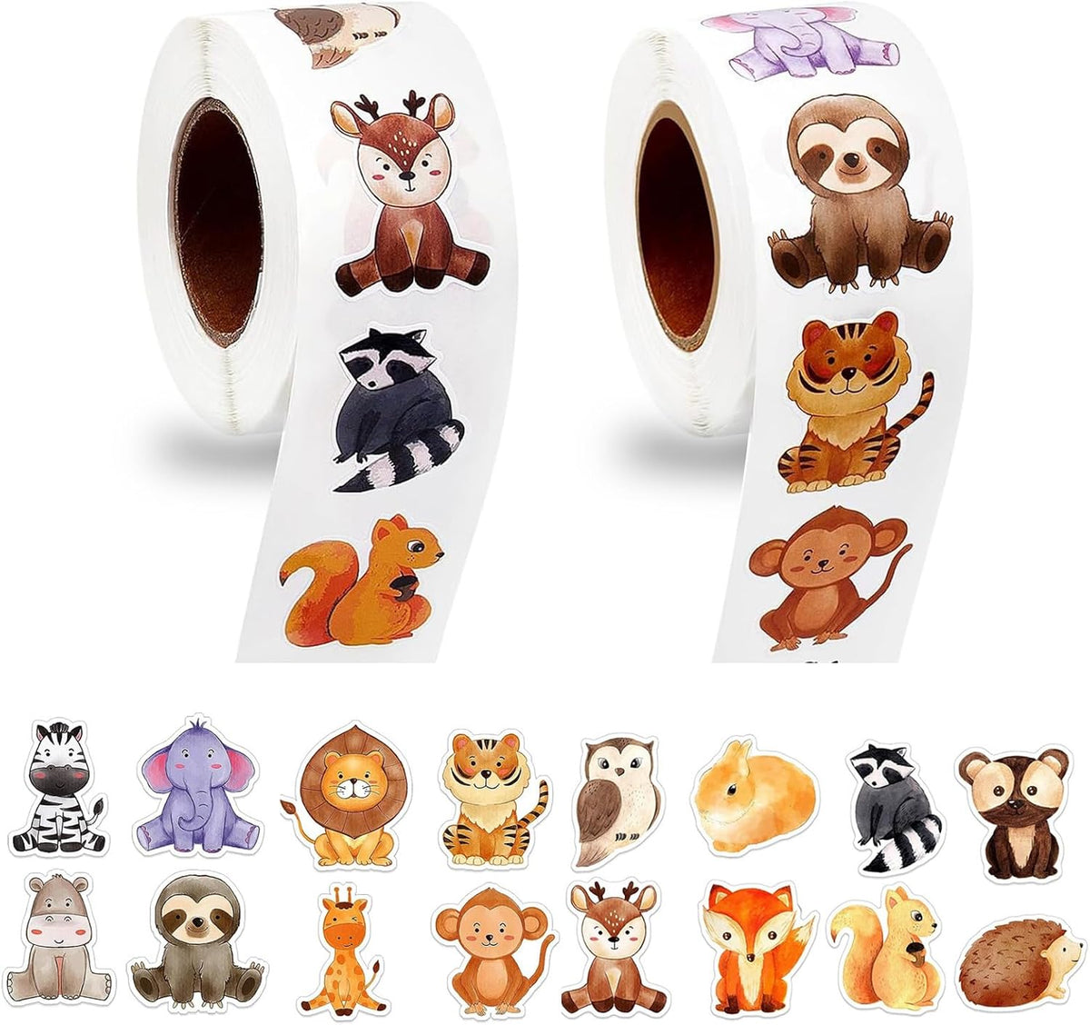 1000 PCS Forest Animal Stickers for Kids,1 Inch Reward Sticker in 16 Patterns,Teacher Supplies for Classroom,Incentive Stickers Bulk for Kid,2 Rolls Motivational Sticker for Kids (Forest Animal)