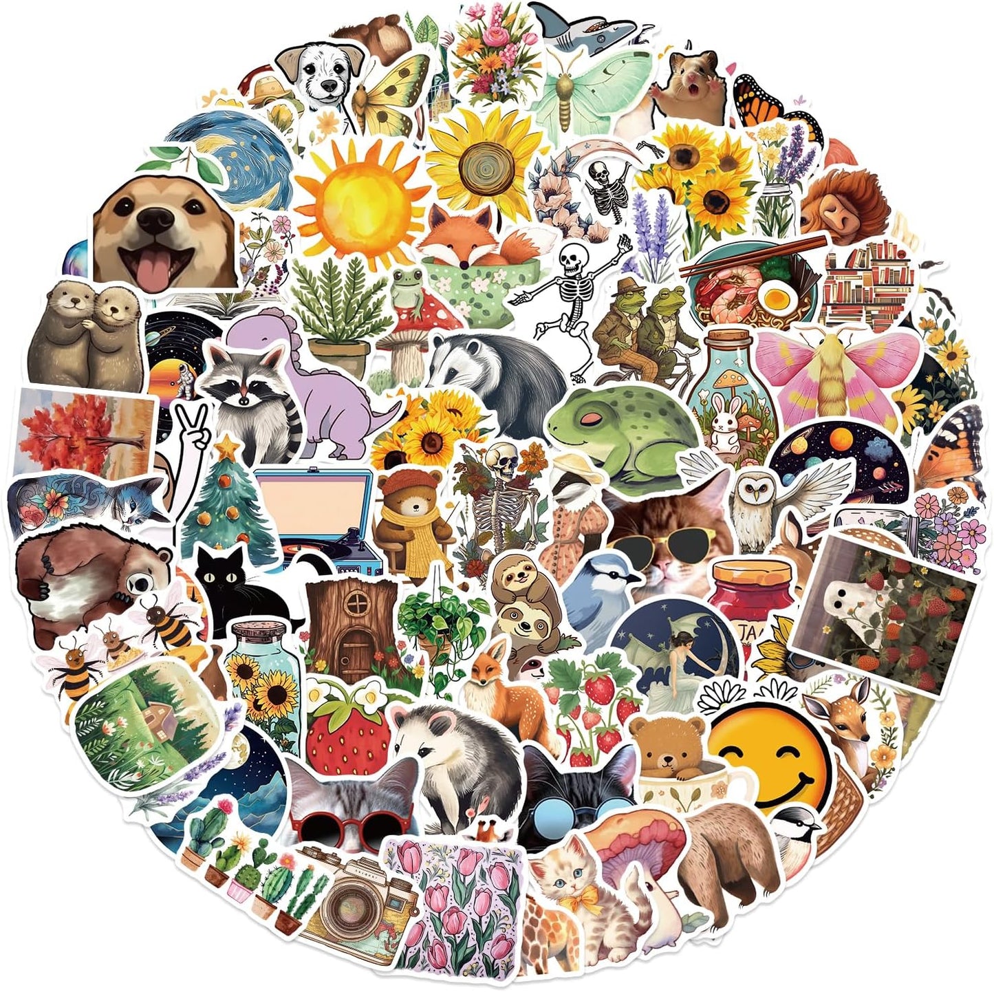 100Pcs Nature Stickers, Forest Woodland Jungle Aesthetic Stickers, Waterproof Vinyl Sticker for Laptops,Water Bottle,Party Favors,Scrapbooks