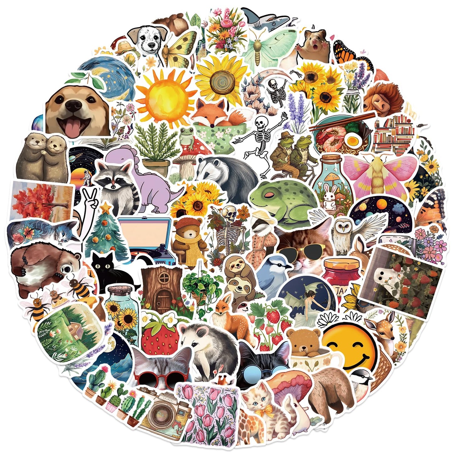 100Pcs Nature Stickers, Forest Woodland Jungle Aesthetic Stickers, Waterproof Vinyl Sticker for Laptops,Water Bottle,Party Favors,Scrapbooks