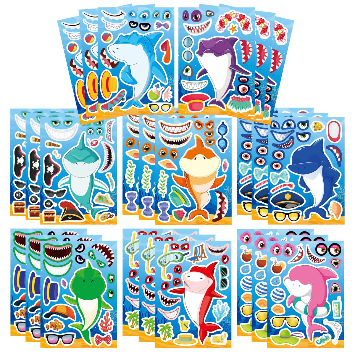 30 Sheets Hawaii Make a Face Sticker Summer Pool Beach Stickers for Kids Make Your Own Watermelon Pineapple Flamingo Stickers for Tropical Luau Craft Party Decor Sticker Summer Holiday Party Favors