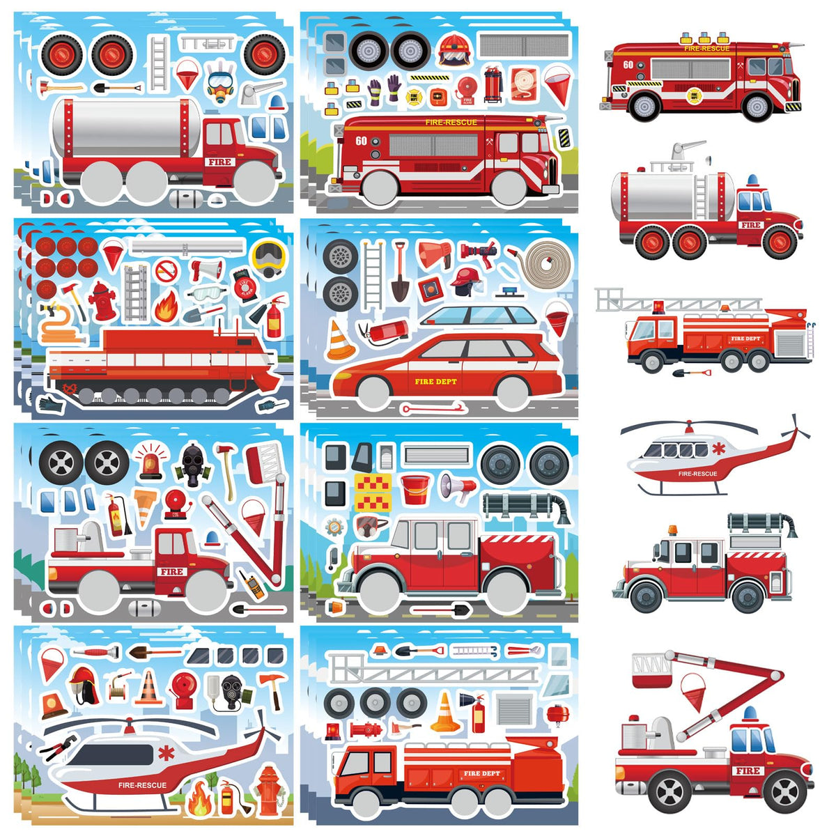 24PCS Summer Stickers for Kids, Make-a-face Stickers, Make Your Own Sticker