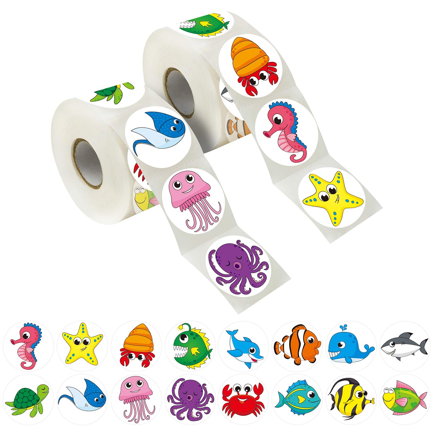 Hebayy 600 PCS Cartoon Animal Stickers Party Decoration Teacher Reward Encouragement Motivational Decals 16 Designs Value Pack (Each Measures 1.5" in Diameter)