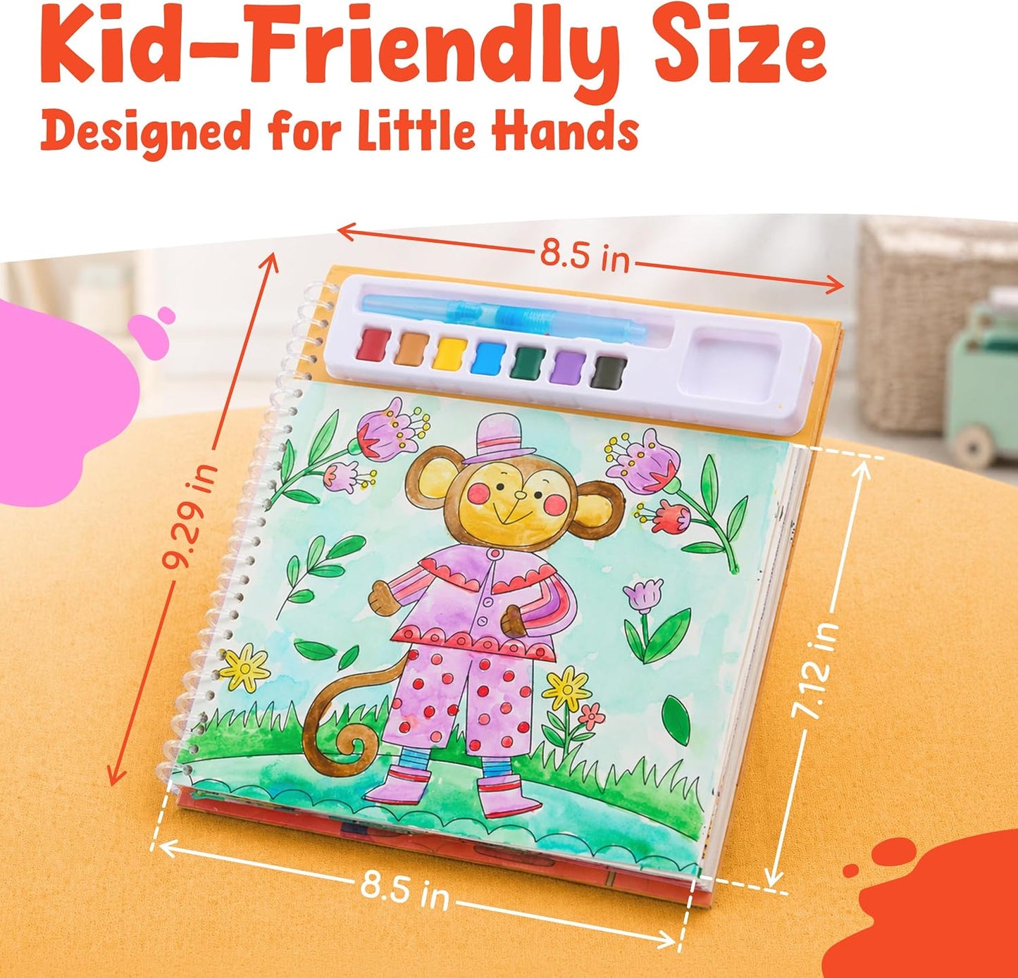 JoyCat Mix & Match Paint with Water Coloring Books with Stickers (Animals)