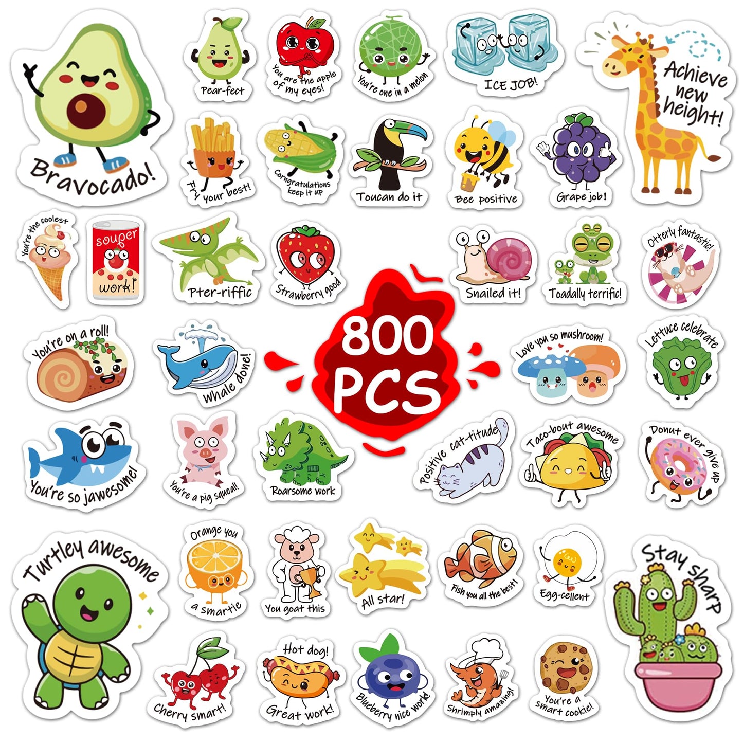 Wakawaga 800pcsTeacher Classroom Motivational Stickers for Kids Students