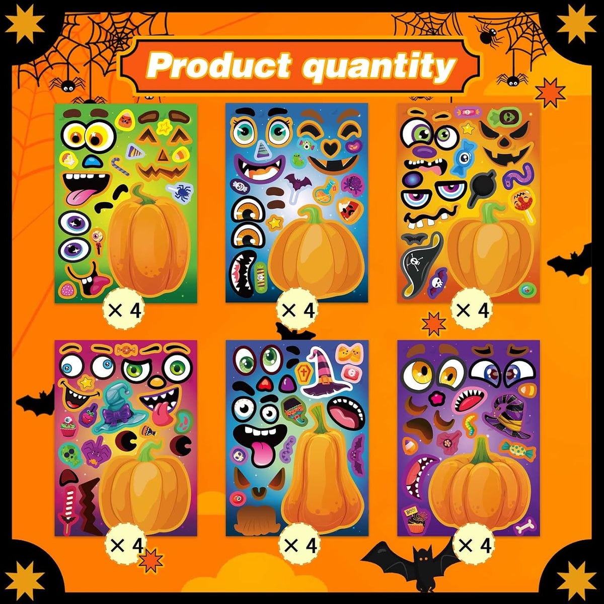 Halloween Stickers for Kids, Make a Pumpkin Face Stickers Halloween Party | 24 Sheets Pumpkin Decorating Sticker, Make Your Own Sticker Fall Autumn Thanksgiving Party Crafts, Goodie Bags Stuffers
