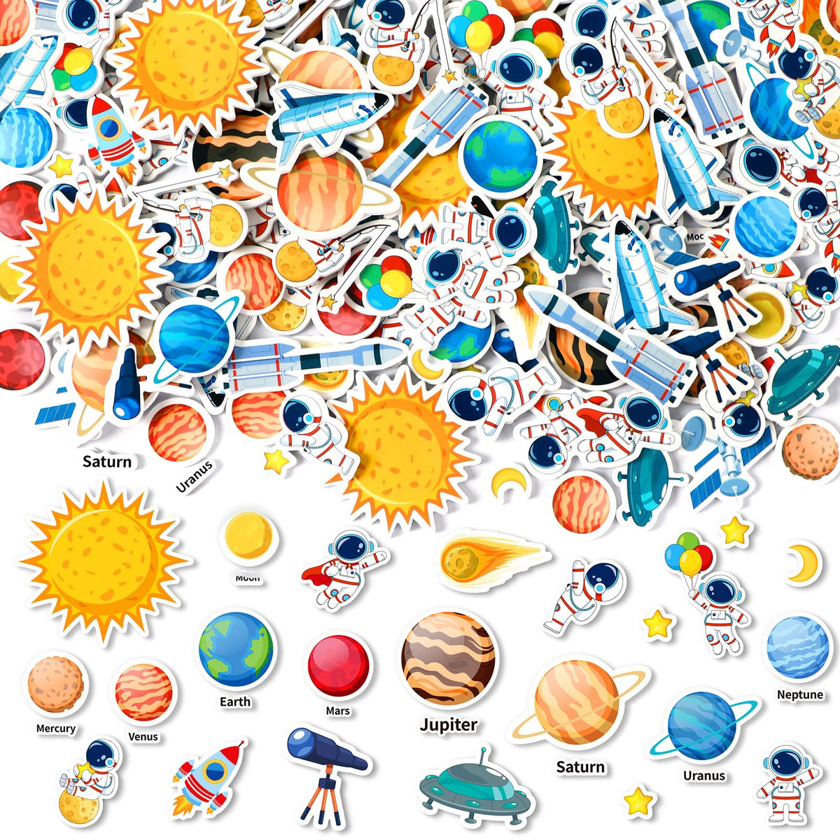 JULBEAR 300 Pcs Christmas Foam Stickers Self-Adhesive Bulk Party Favors