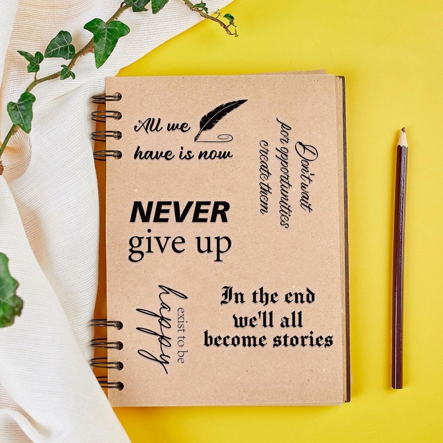 50PCS Transparent Inspirational Stickers, Black Quote Stickers