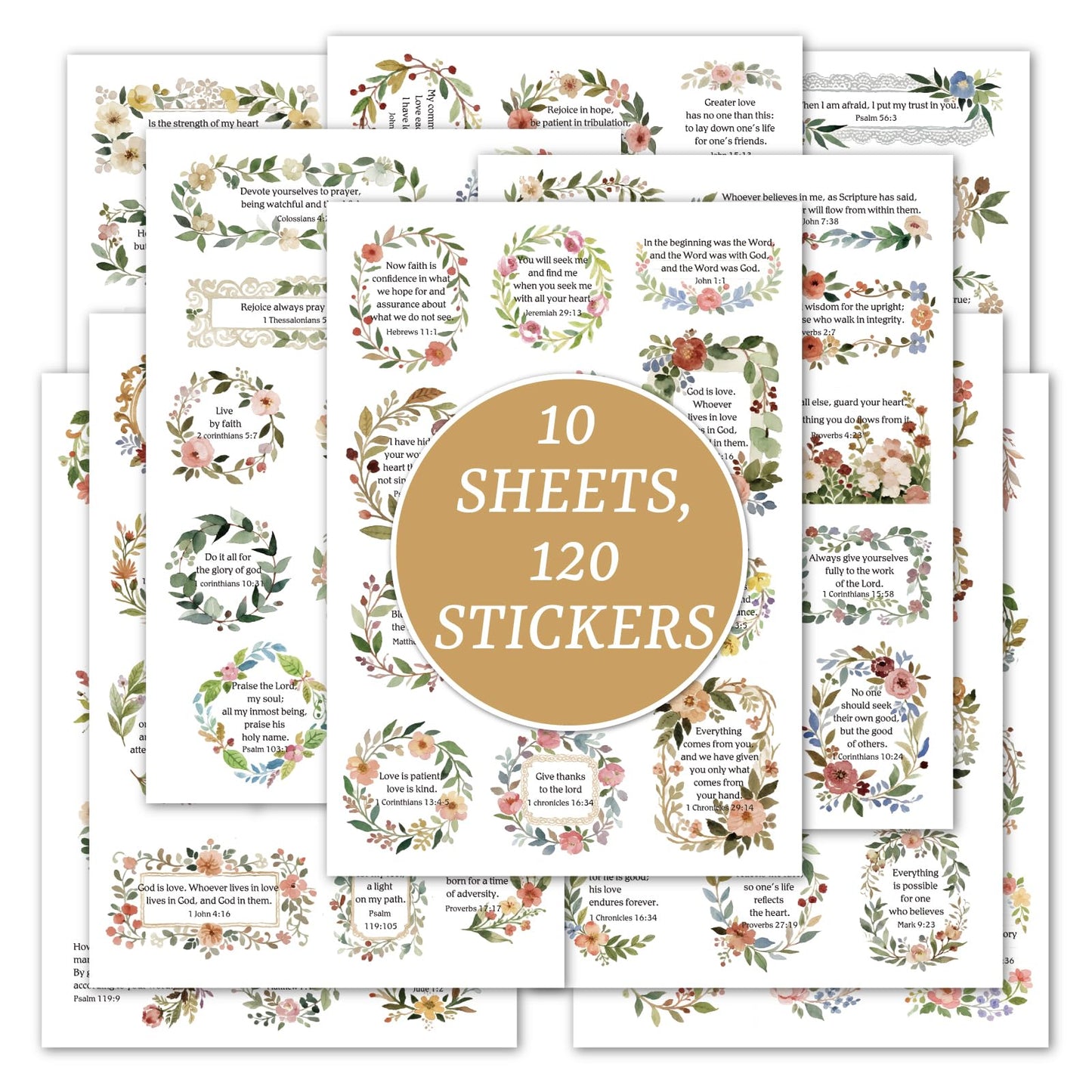 120Pcs Motivational Quote Stickers, Vintage Botanical Decal for Journaling