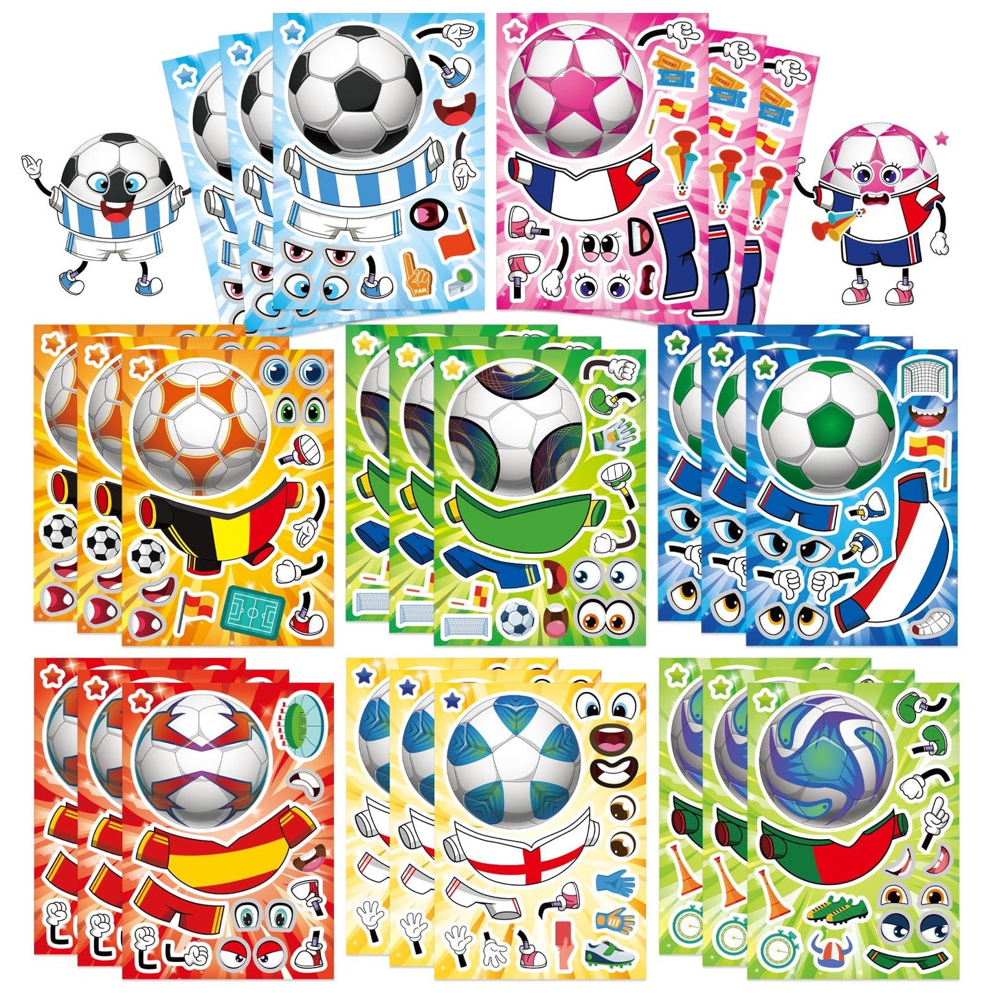 24PCS Summer Stickers for Kids, Make-a-face Stickers, Make Your Own Sticker