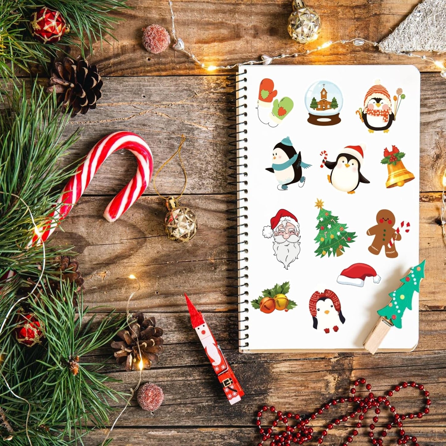 100 Sheets Christmas Stickers for Kids, 1200+pcs Christmas Holiday Stickers