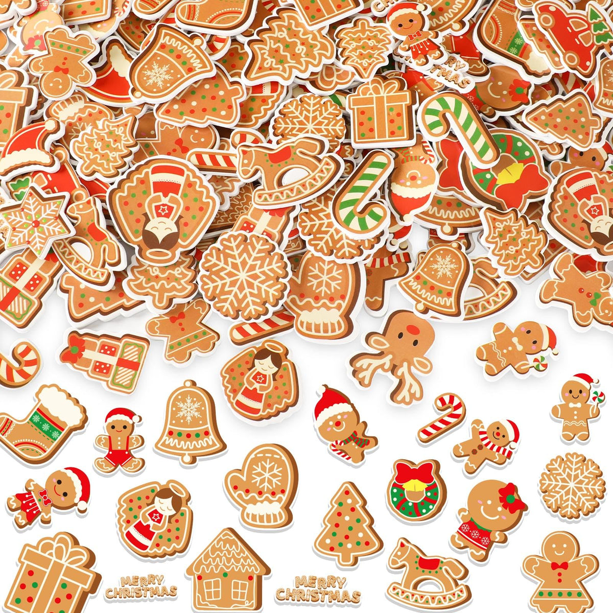 JULBEAR 300 Pcs Christmas Foam Stickers Self-Adhesive Bulk Party Favors