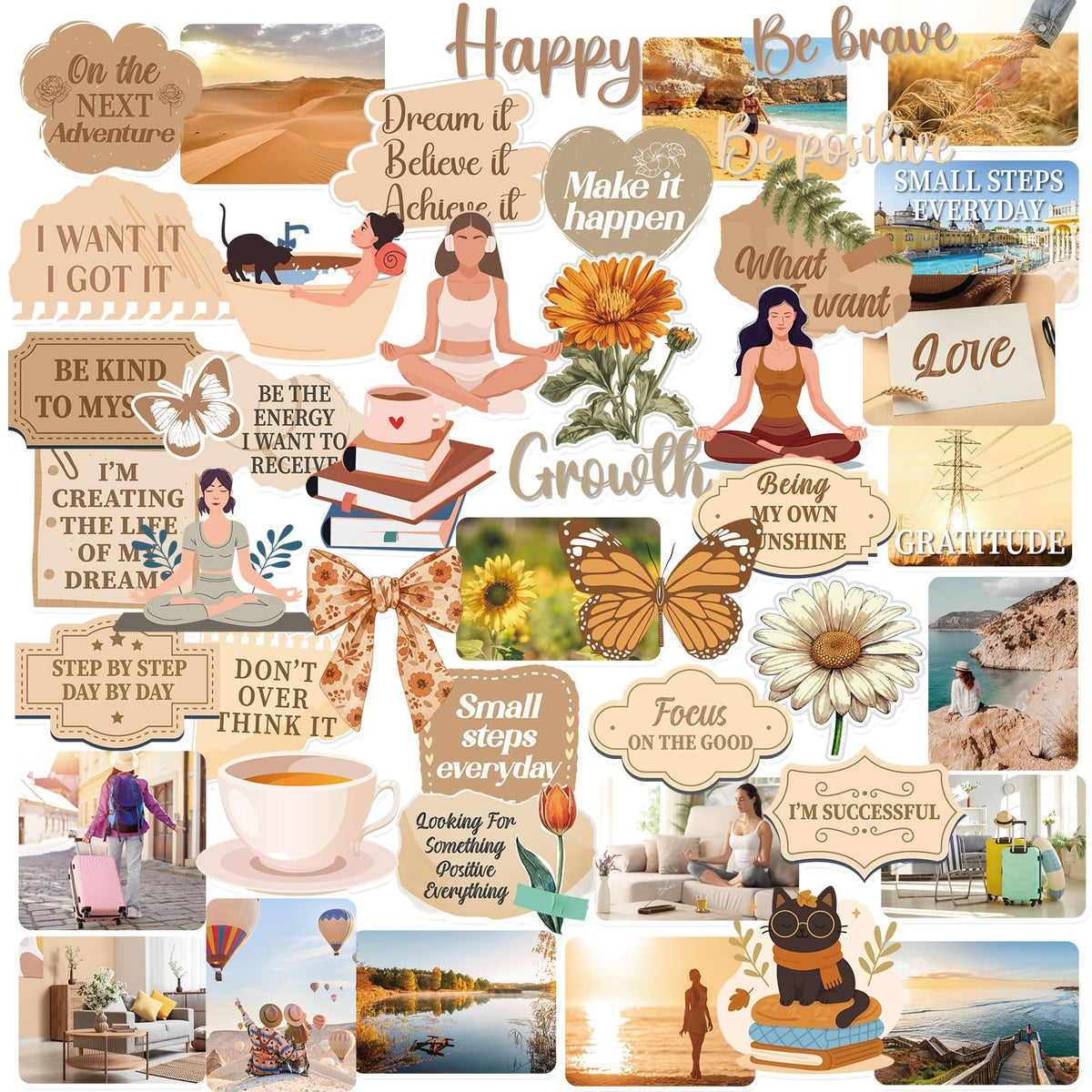 50 Pcs Vision Board Stickers for Women, Positive Affirmation Stickers for Vision Board Supplies Kit, Inspirational Quote Journey Decal Sticker for Adults Teens Planner Accessories (Green)