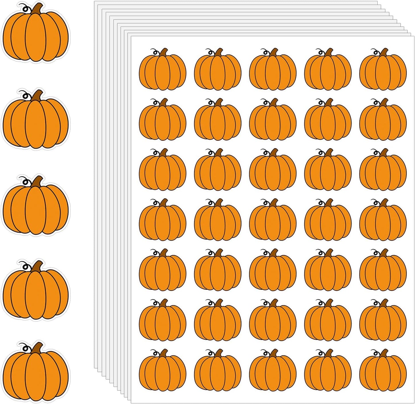 JULMELON 16 Sheets Mini Thanksgiving Pumpkin Stickers for Kids Fall Crafts