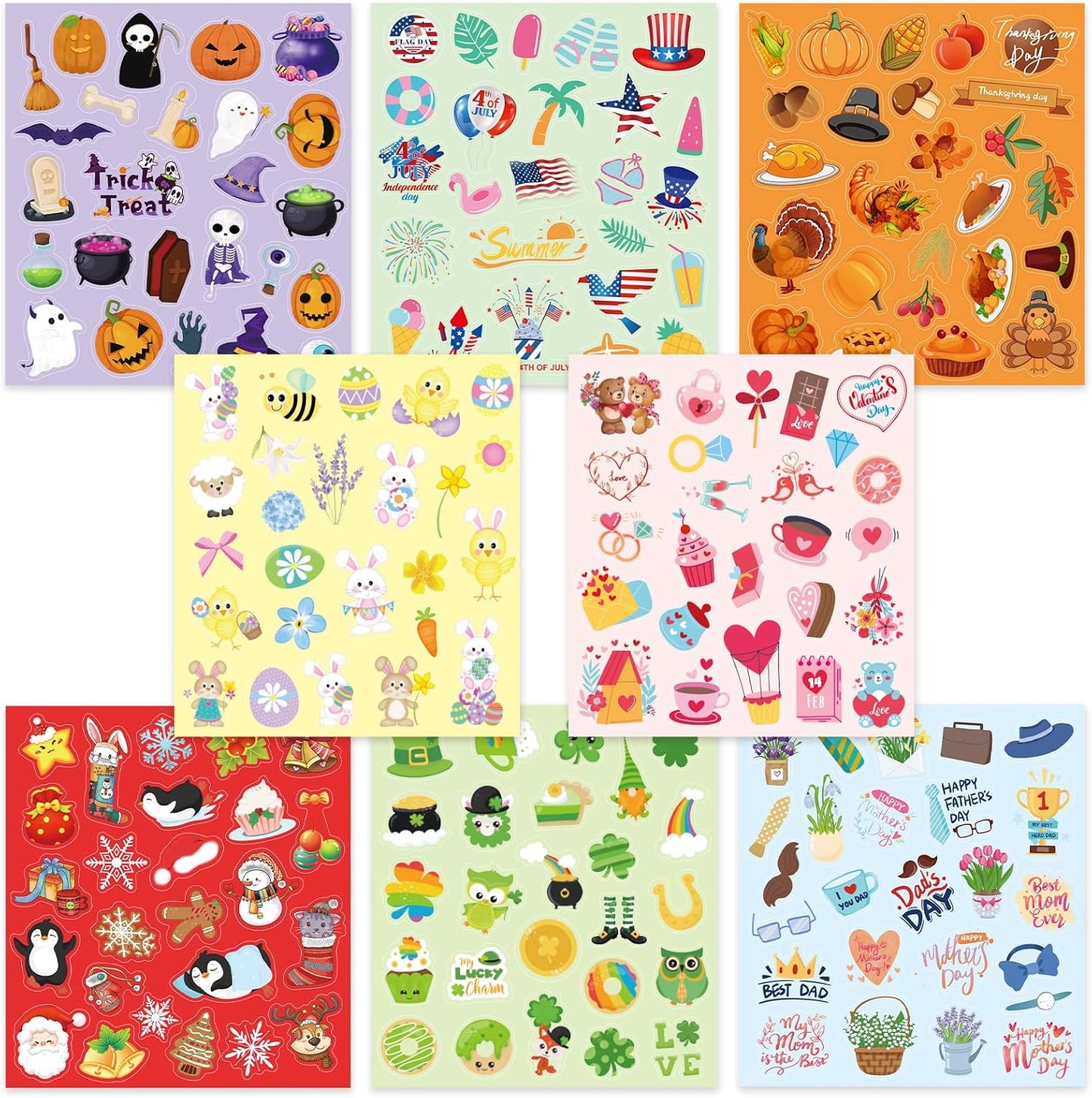 Treasure Cove Holiday Stickers Assortment Seasonal Sticker Sheets for Kids
