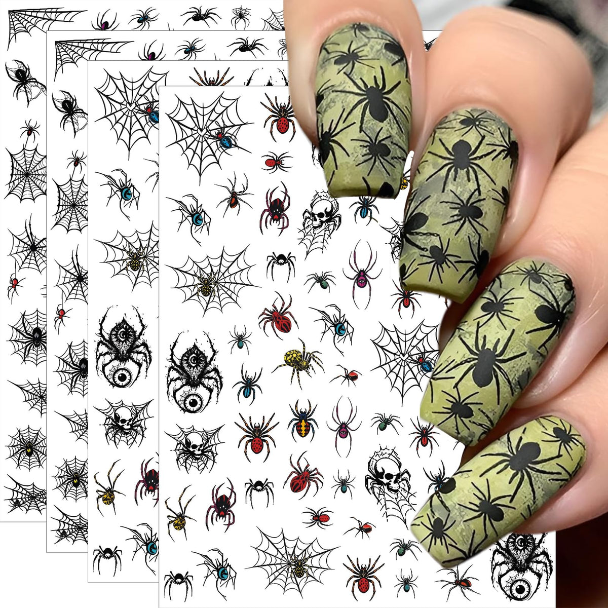 4 Sheets Thanksgiving Nail Stickers, Fun Party Props Dessert Turkey Decals
