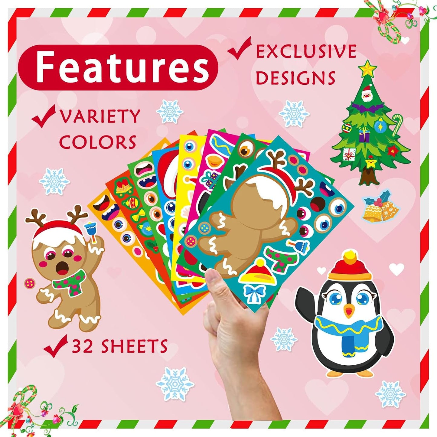 Christmas Stickers, Make a Face Stickers, Make Your Own Christmas Stickers