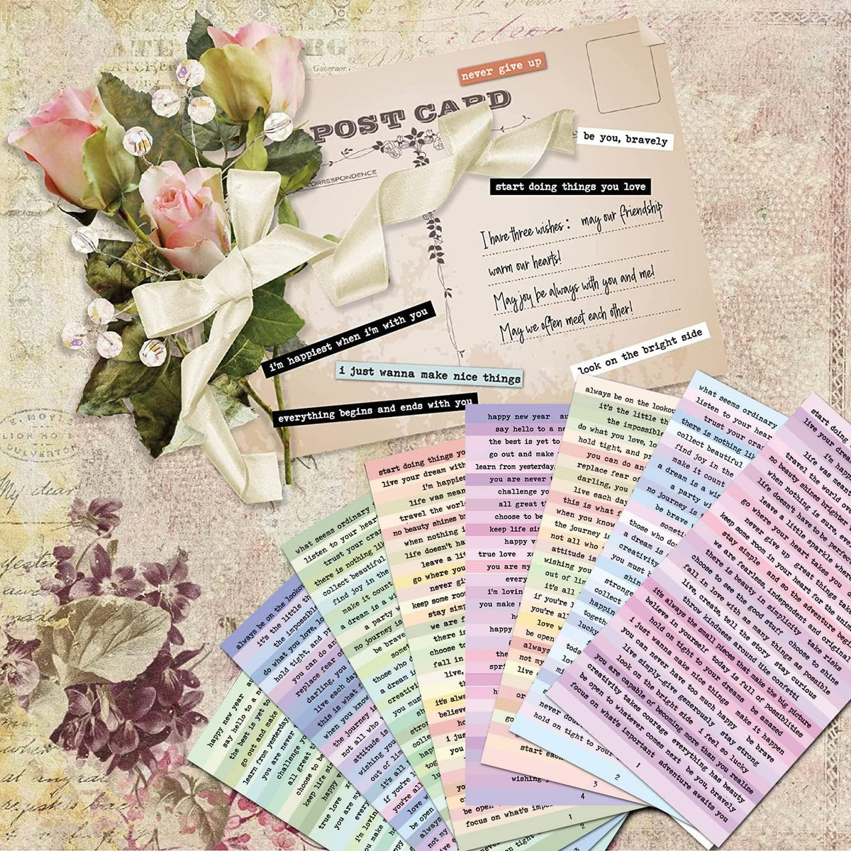 Vintage Scrapbook Stickers, 406pcs Quote & Word Stickers for Journaling, Junk Journal, Scrapbooking, Planners, Collage Album (Macaron)