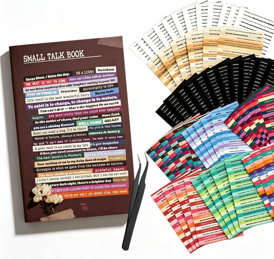 Vintage Quote Sticker Book for Scrapbooking & Bujo – 60 Sheet Pre-Cut Small Talk Word Stickers, Affirmations & Ephemera for Vision Board, Collage, Junk Journals & Planners – Women, Teens