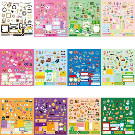 Fancy Land 24 Sheets Holiday Stickers Seasons Assortment Planner Stickers