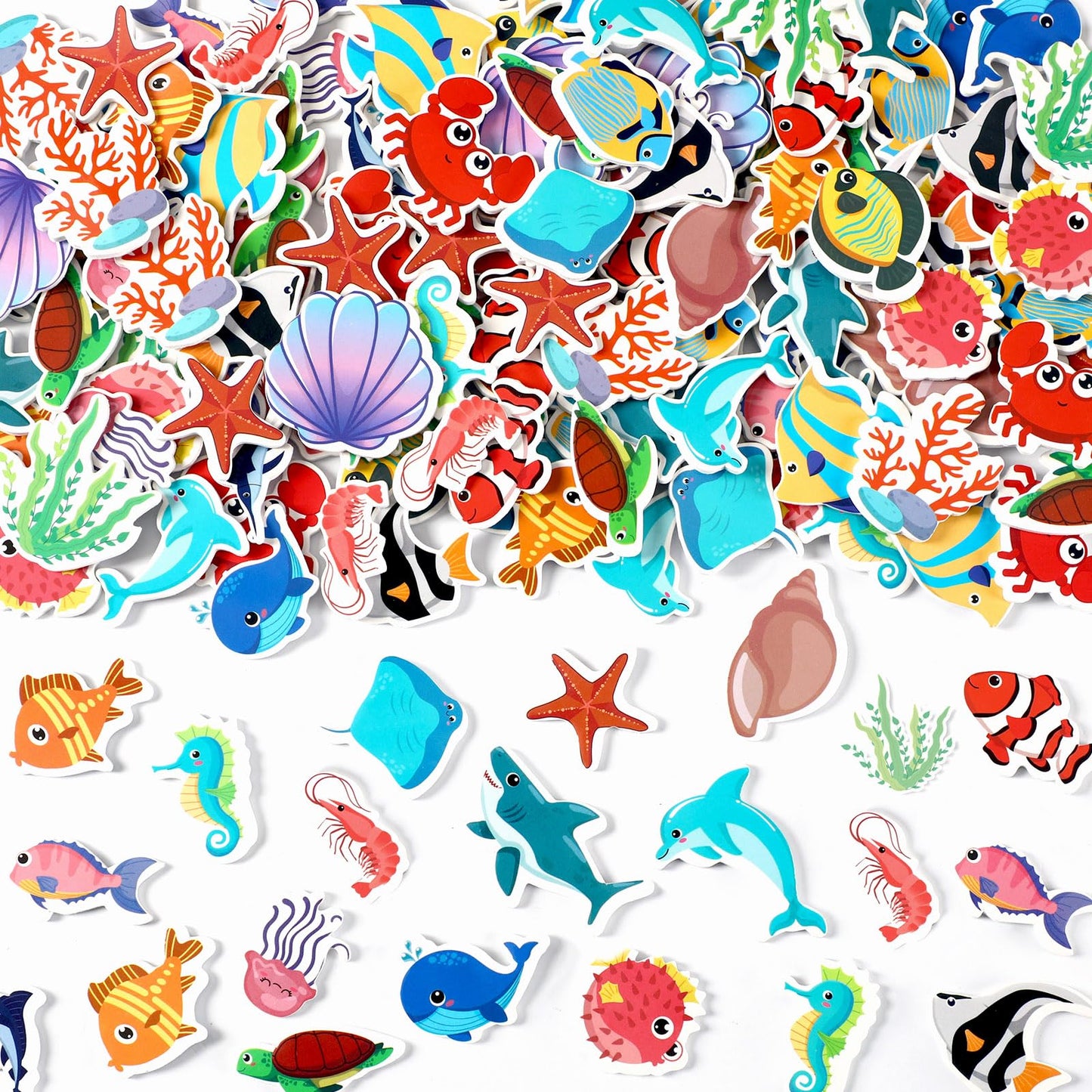 JULBEAR 300 Pcs Christmas Foam Stickers Self-Adhesive Bulk Party Favors