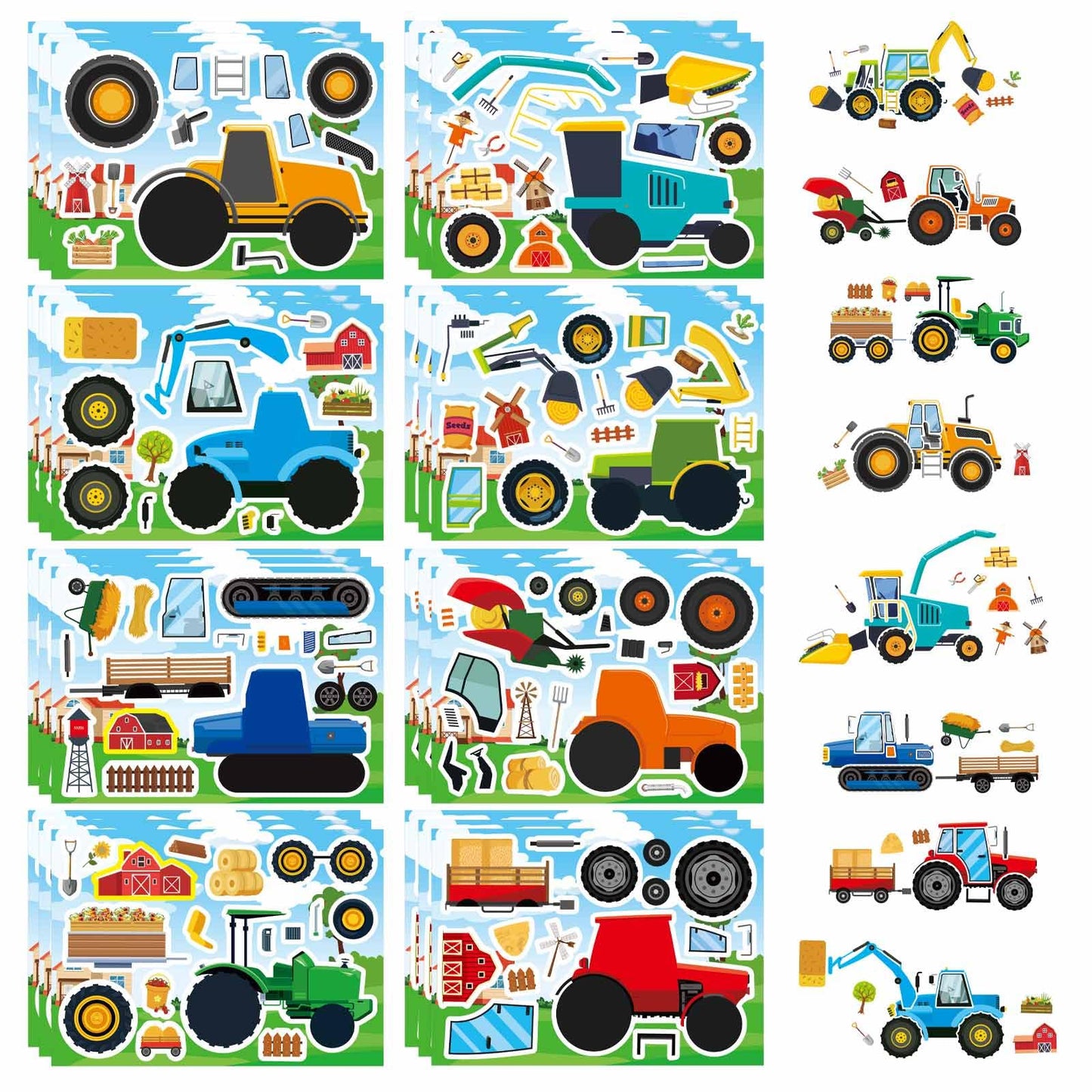 24PCS Summer Stickers for Kids, Make-a-face Stickers, Make Your Own Sticker
